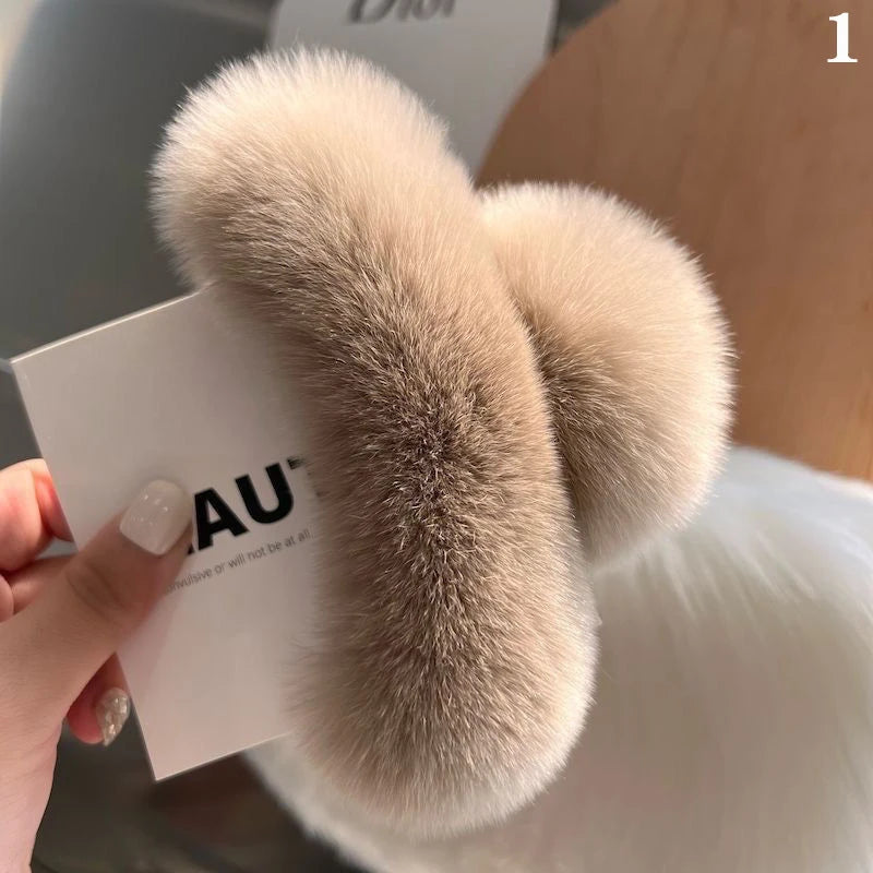 Winter Faux Fur Hair Claw Rabbit Hair Hairpins Plush Hair Clip Barrette Crab Headwear For Women Girls Hair Accessories