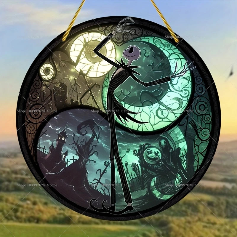 The Nightmare Before Christmas Jack Skellington Sun Catcher 2D Flat Acrylic Hanging Sign for Home Garden Wall Decor Kids Gift