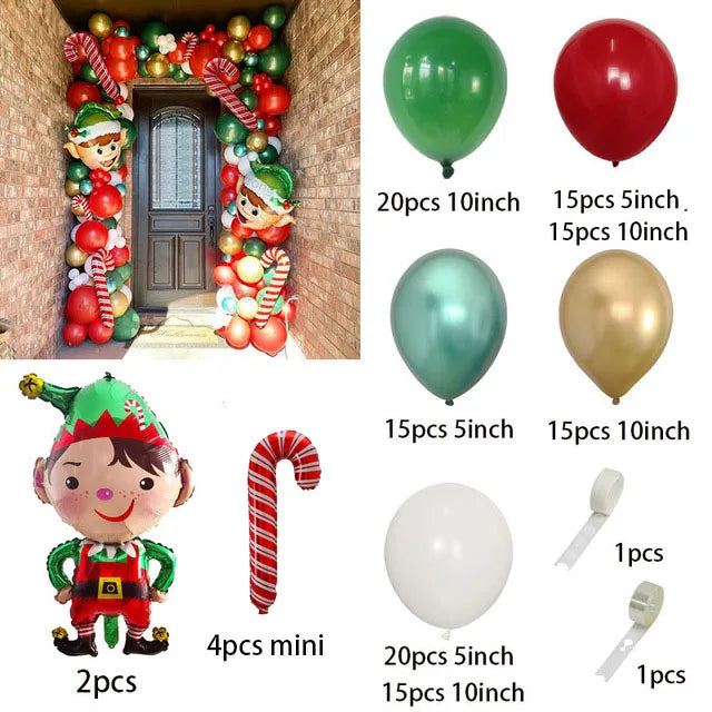 Christmas Decoration 2023 Balloon Red Green Arch Garland Kits Candy Balloons Santa Claus Merry Christmas Party New Year Decor