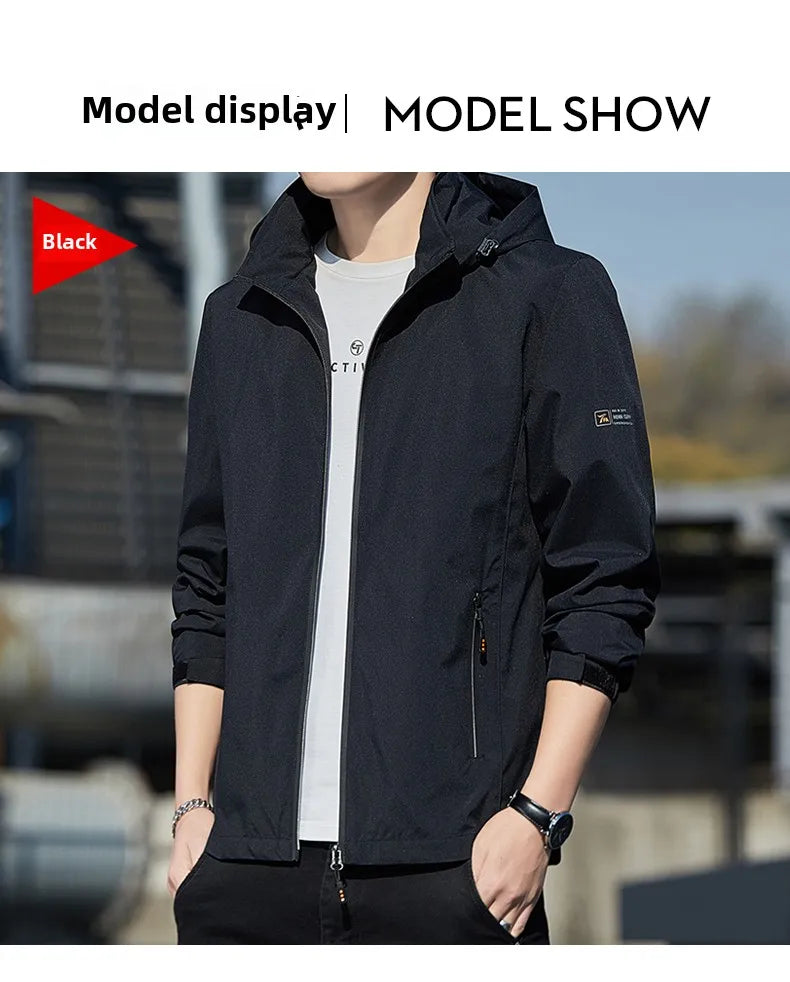Men's jacket 2025 new jacket Spring and Autumn American slim fit trendy brand heavyweight hooded workwear casual assault jacket