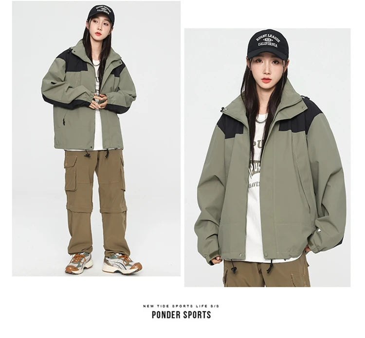 Outdoor Riding Jackets for Women Patchwork Waterproof Camping Coat Men Fishing Trekking Windbreaker Travel Jacket Women Clothing