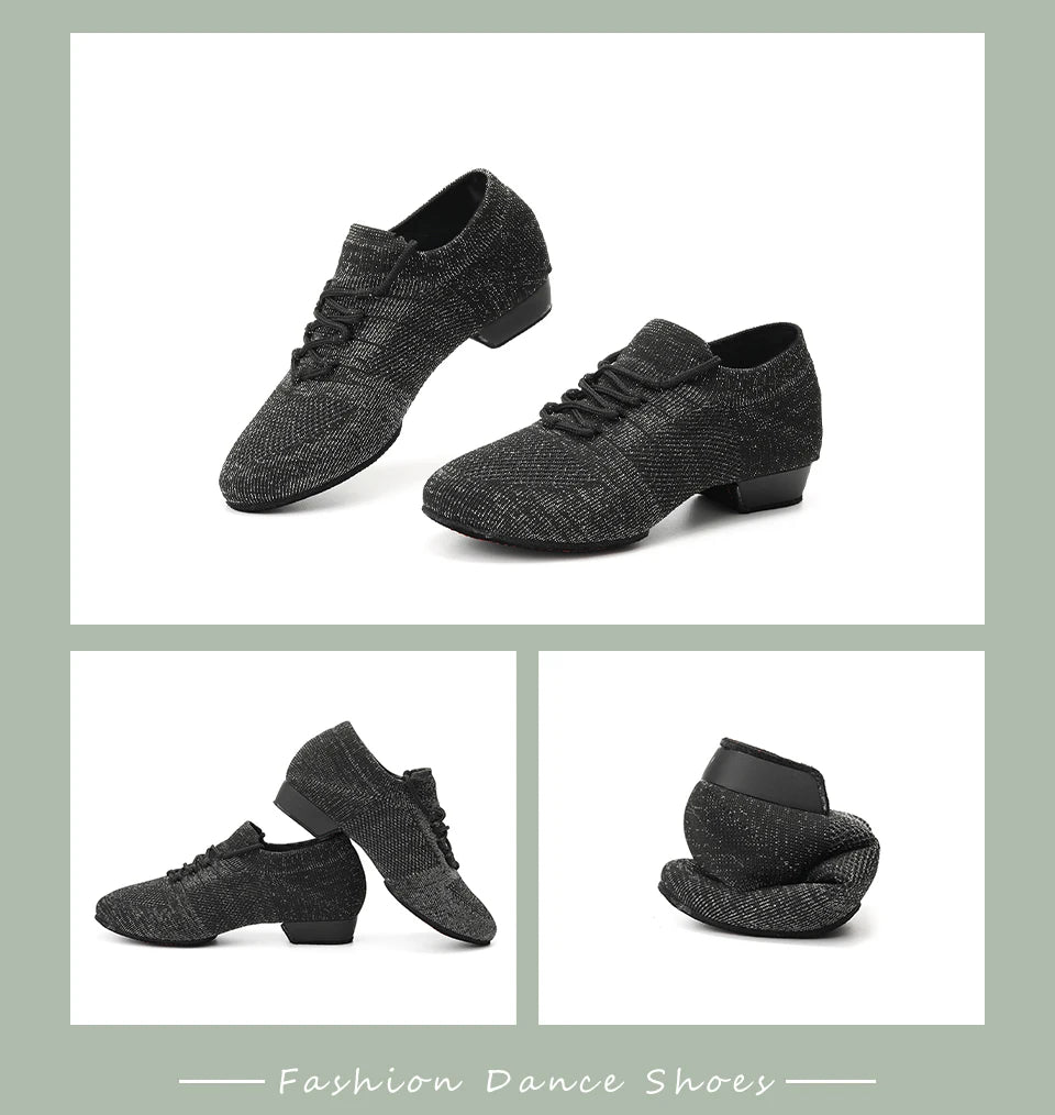Women Dance Shoes Knitted Teacher Shoes Soft sole Low Heel Latin Training Shoes Ballet Dance Shoes Jazz Ballroom Sneakers Girls