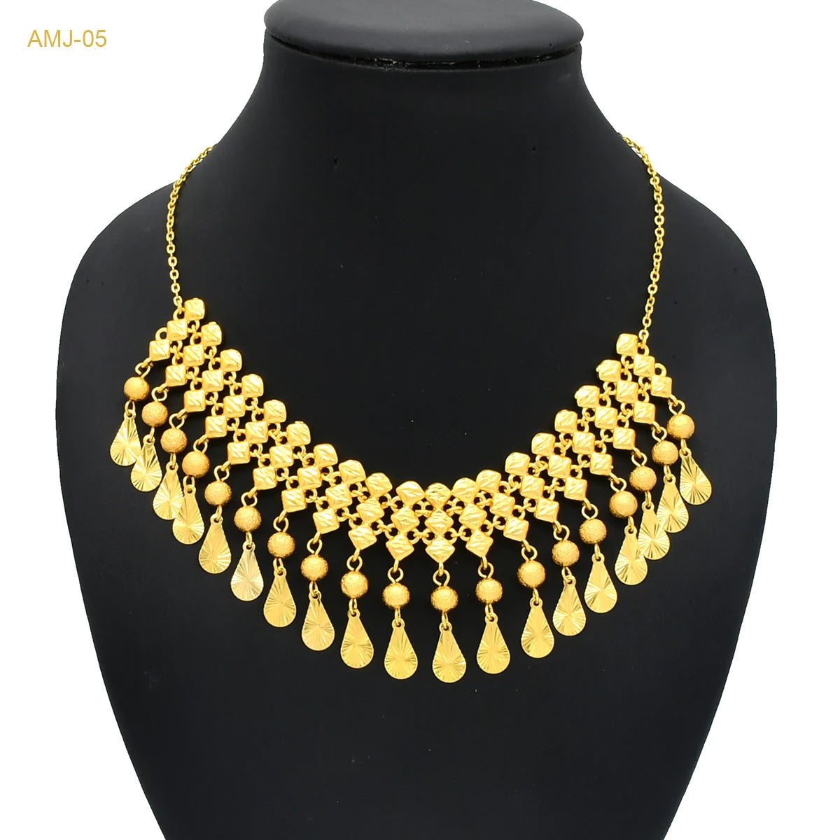 ANIID Dubai 24K Gold Plated Tassel Necklace For Women Bride Crystal Jewellery Italian Wedding African Party Gifts Wholesale