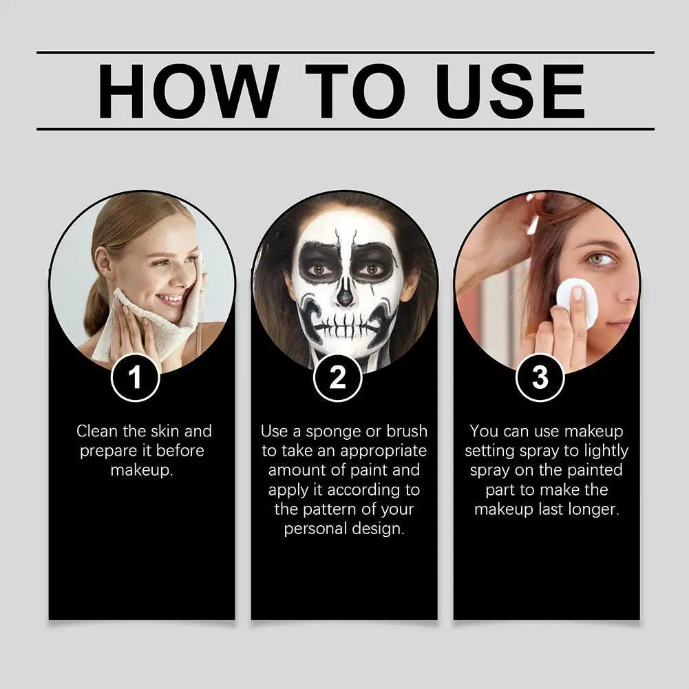Halloween Party Quick-Dry Face Paint - Face Paint Foundation for Makeup, Clown Looks & Colorful Body Art