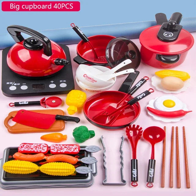 Kitchen Toys Set For Kids Girl Cooking Baby Cutting Fruit Cooking Kitchen Utensils Children's Simulation Education Pretend Play