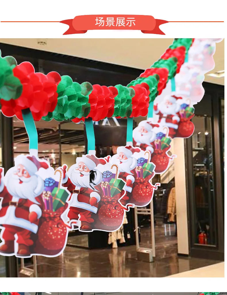 Christmas Party Decoration Santa Claus Banner Festive Decor Christmas Tree Pendants Drop Ornaments Ceiling Layout Craft Supplies