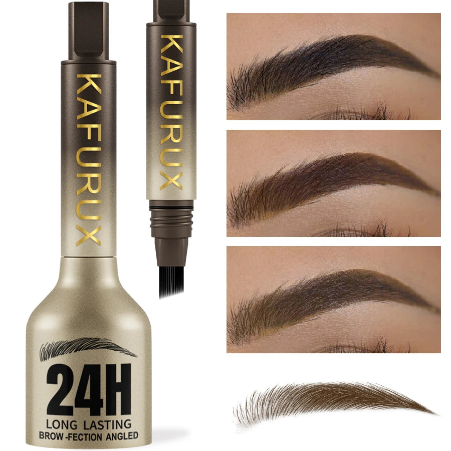 3-Color Wild Eyebrow Pencil Square Angled Brush Velvet 3D Brow Dye Cream Anti-smudge Waterproof  Eyebrow Tint Pen Eye Makeup 1pc