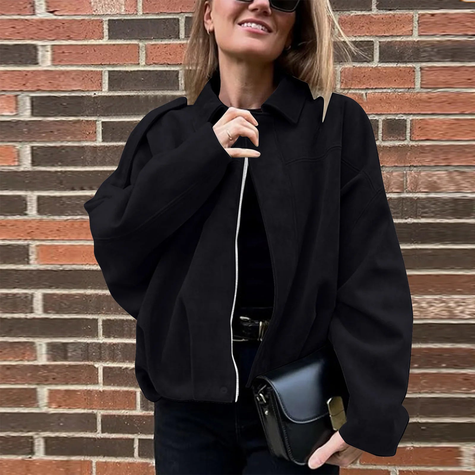 Women's Jackets Coat Fashion Turn-down Collar Long Sleeve Loose Coats Vintage Female Outerwear Chic Street Youth Jackets Tops