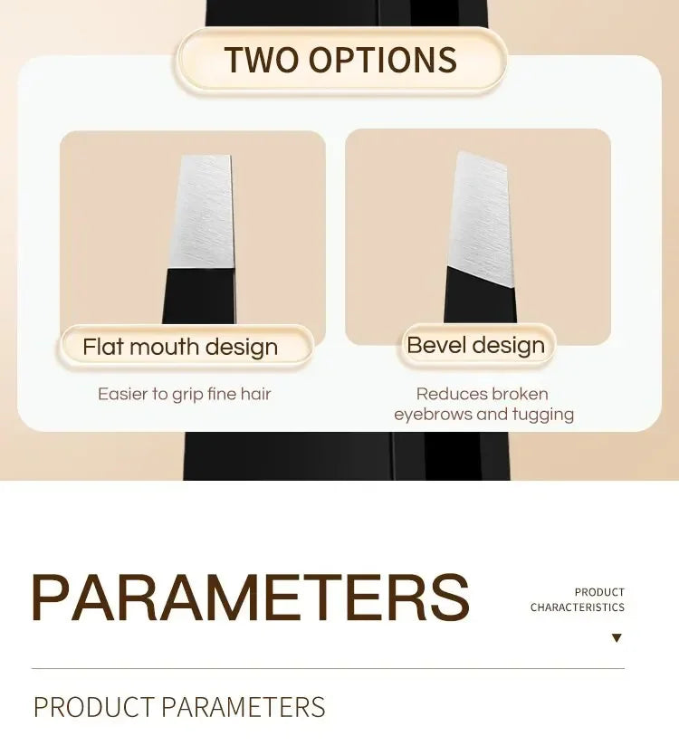 CNK  Wholesale  Stainless Steel Black Eyebrow Tweezer with Slant and Flat Point Beauty Tools for Eyebrows & Ingrown Hair Removal