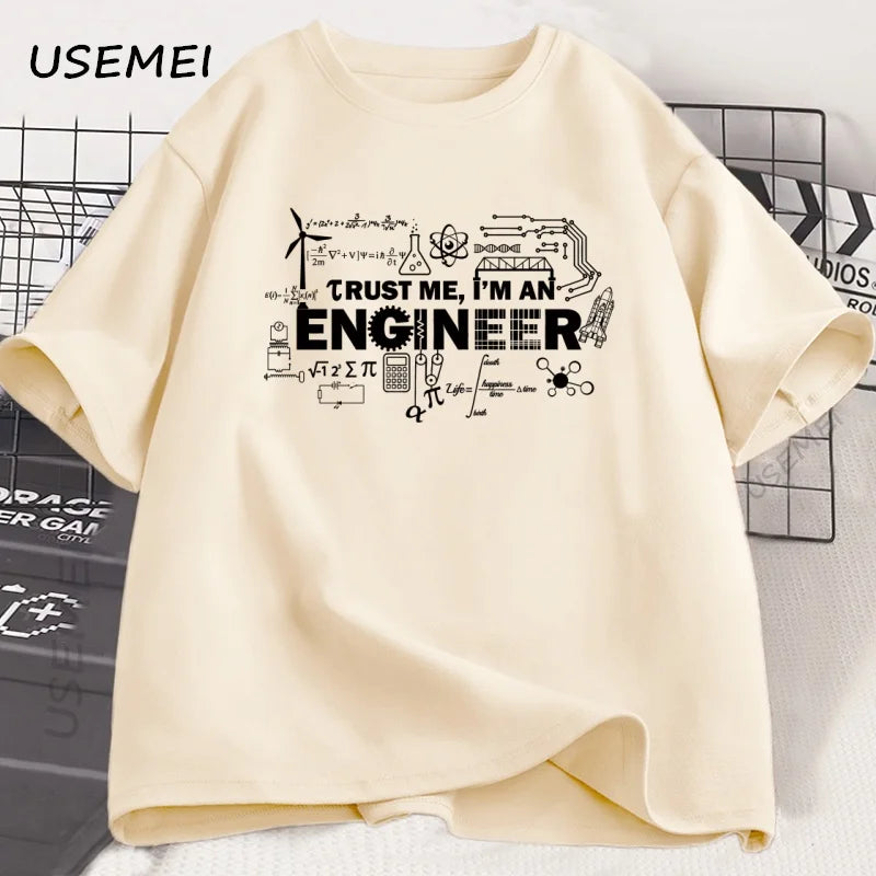Mens Tshirt Trust Me I'm An Engineer T-shirt Cotton Man Work T Shirt Summer Cotton Tops Round Neck Short Sleeve Man Clothes