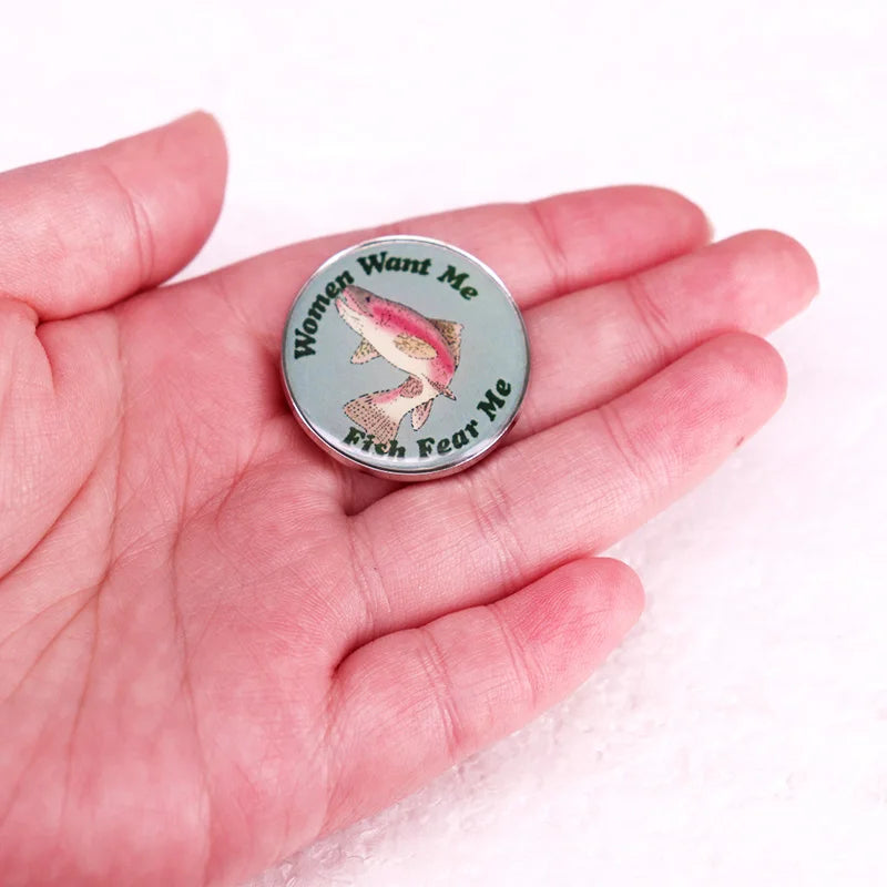 women want me fish fear me Enamel Pin brooch Accessories for bags jackets jeans hats