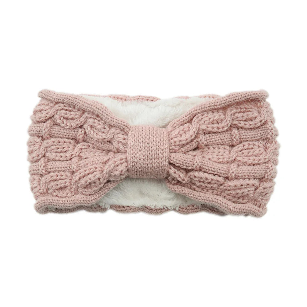 Winter Knitted Headband Crochet Turban Knitted Ear Warmer with Plush Lining Twisted Elastic Turban Head Wraps Hair Accessories