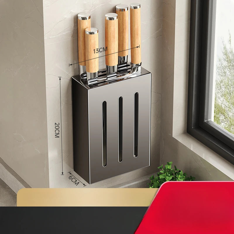 Kitchen knife holder, knife rack, non-perforation, wall-mounted storage box, kitchen organizer  kitchen items