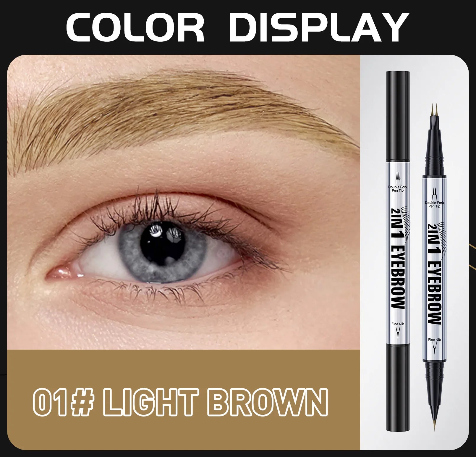 Two-pronged Eyebrow Pencil Waterproof Two-in-one Liquid Eyebrow Pencil Curved Eyebrow Pen With Fork And Precise Brush Tip Makeup