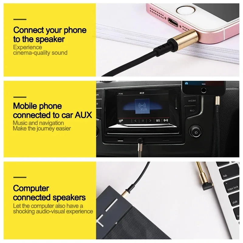 3.5mm Jack Audio Cable3.5mm Car Spring AUX Cable Gold Plated jack male to male speaker cables Cord for TV PC Car  mobile phones