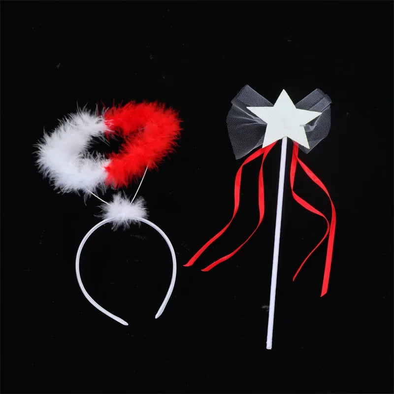 Halloween Witch Demon Angel Halo Headband Devil Headpiece Evil Headdress Magic Sticks Party Holiday Black White Red