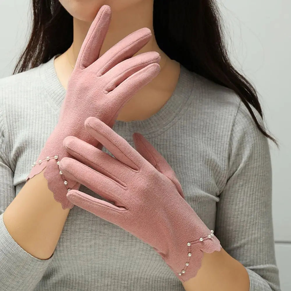 Winter Accessories Full Finger Cold Protection Pearl Women's Gloves Touch Screen Gloves German Fleece Korean Style Mittens