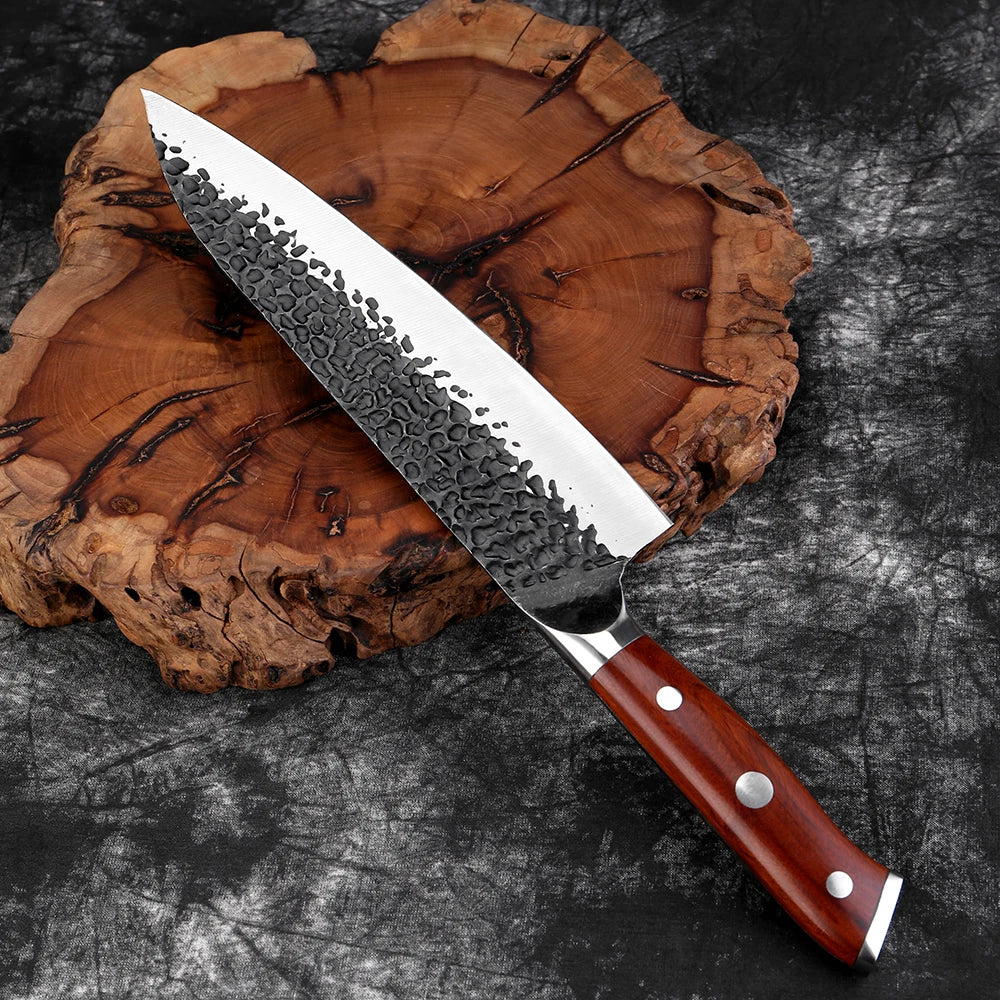 Kitchen Knife Set 1-6PCS Hand-forged high-carbon Steel Sharp Premium Japanese Knife Including Chef,Cleaver,Utility&Santoku Knife