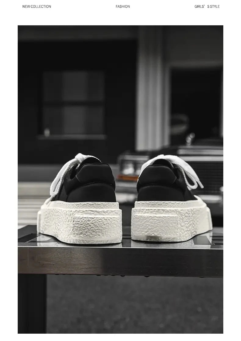 Men Fashionable Casual Sports Shoes Black White Thick-soled Lightweight Comfortable Outdoor White Sneakers Men Size 38-46