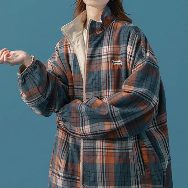 Bomber Jackets Women American Retro Chic High Street Casual Coats Reversible Turn-down Collar Fashion Newly Autumn Simple Loose