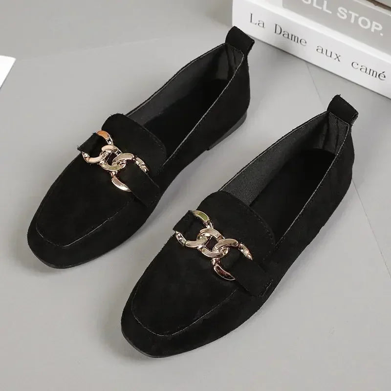 Shoes for Women 2025 Summer Fashion Women's Loafers Quality Metal Slip on Flat Shoes Ladies Mocassins Big Size Sapato Feminino