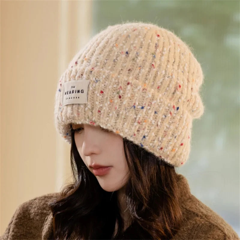 Winter Hats For Women Beanie Baggy Cap Knitted Ear Protection Keep Warm Windproof Casual Cold Proof Bonnet Winter Cap Candy