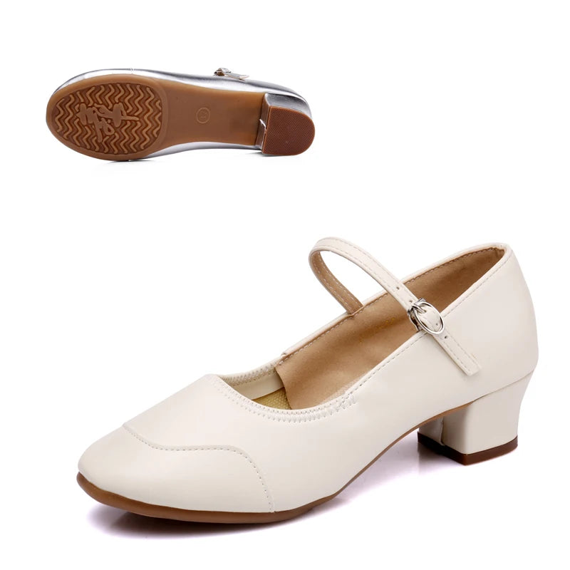 Dance Shoes for Woman Girls Ladies Latin Ballroom Modern Salsa Practise Dancing Shoes Closed Toe Square Dance Soft Rubber Sole