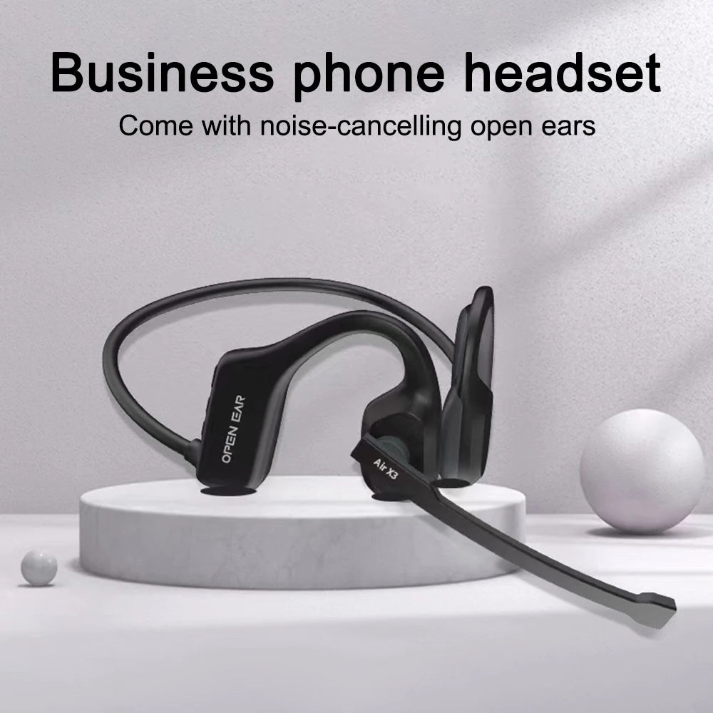 Open-Ear Headsets with Noise Canceling Microphone Wireless Bluetooth Air Conduction Headphones for Trucker Office Call Center