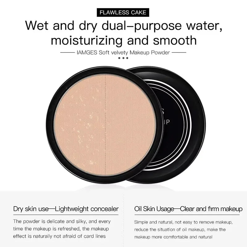 3 Colors Make Up Face Powder Brighten Oil-control Waterproof Nude Makeup Pressed Powder Foundation Makeup Base Cosmetics