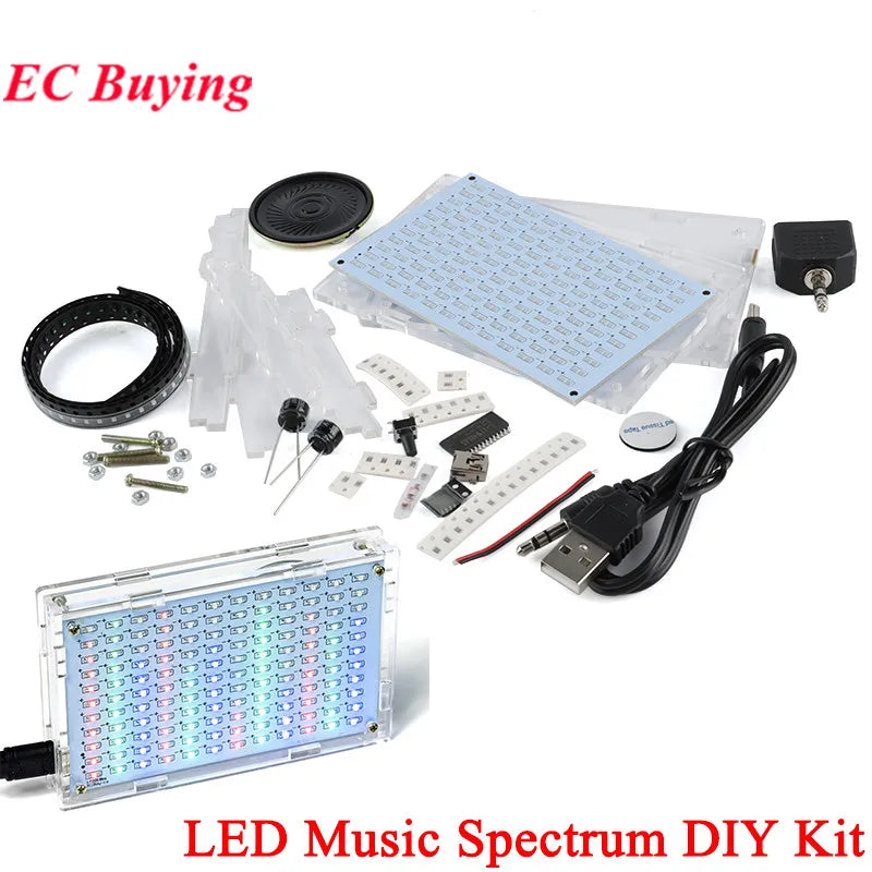 DIY LED Music Spectrum Electronic Kit Audio Sound Frequency Display PCB Soldering Project Practice Solder Diy Electronic Kits