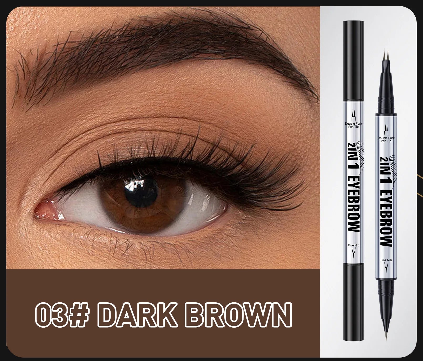 Two-pronged Eyebrow Pencil Waterproof Two-in-one Liquid Eyebrow Pencil Curved Eyebrow Pen With Fork And Precise Brush Tip Makeup