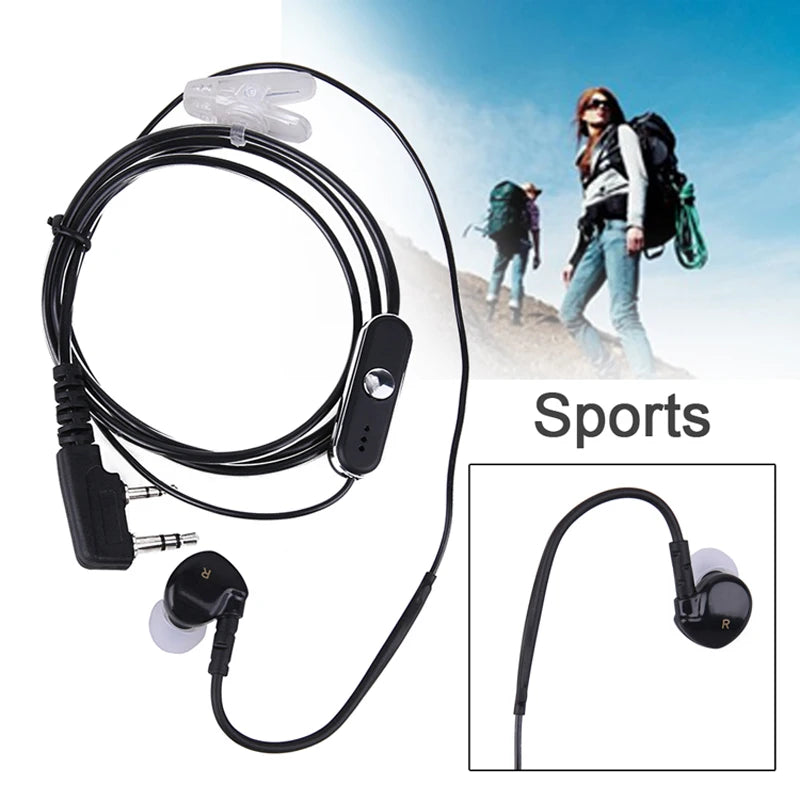 2 Pin In Ear Earphone Walkie Talkie Headphones Sports Headset PTT MIC for BAOFENG UV5R 888S KENWOOD Retevis HYT Radio L3FE