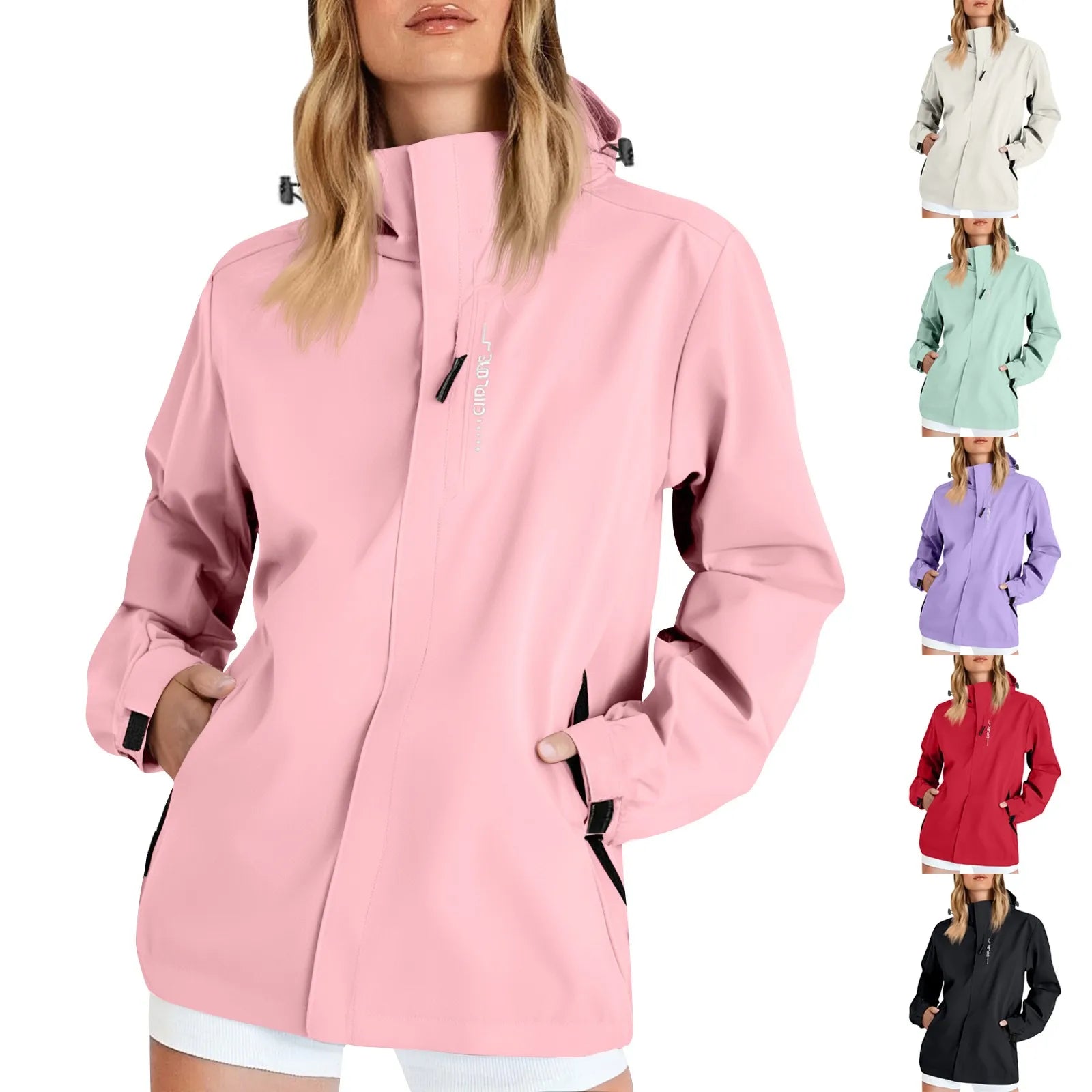 Women's Jacket Solid Color Long Sleeved Loose Fitting Outwear Hooded Outdoor Suit Windproof And Waterproof Thin Jacket Versatile