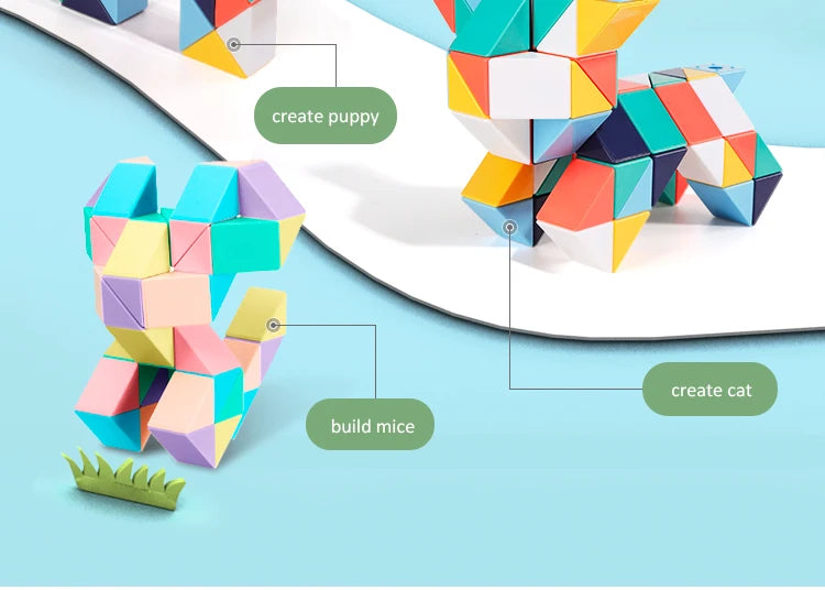 3D Puzzle Fidget Toys Transformable Cube Kid Education Toys Cubo Magico 24-72 Segments Magic Rule Snake Speed Cubes Toys for Kid