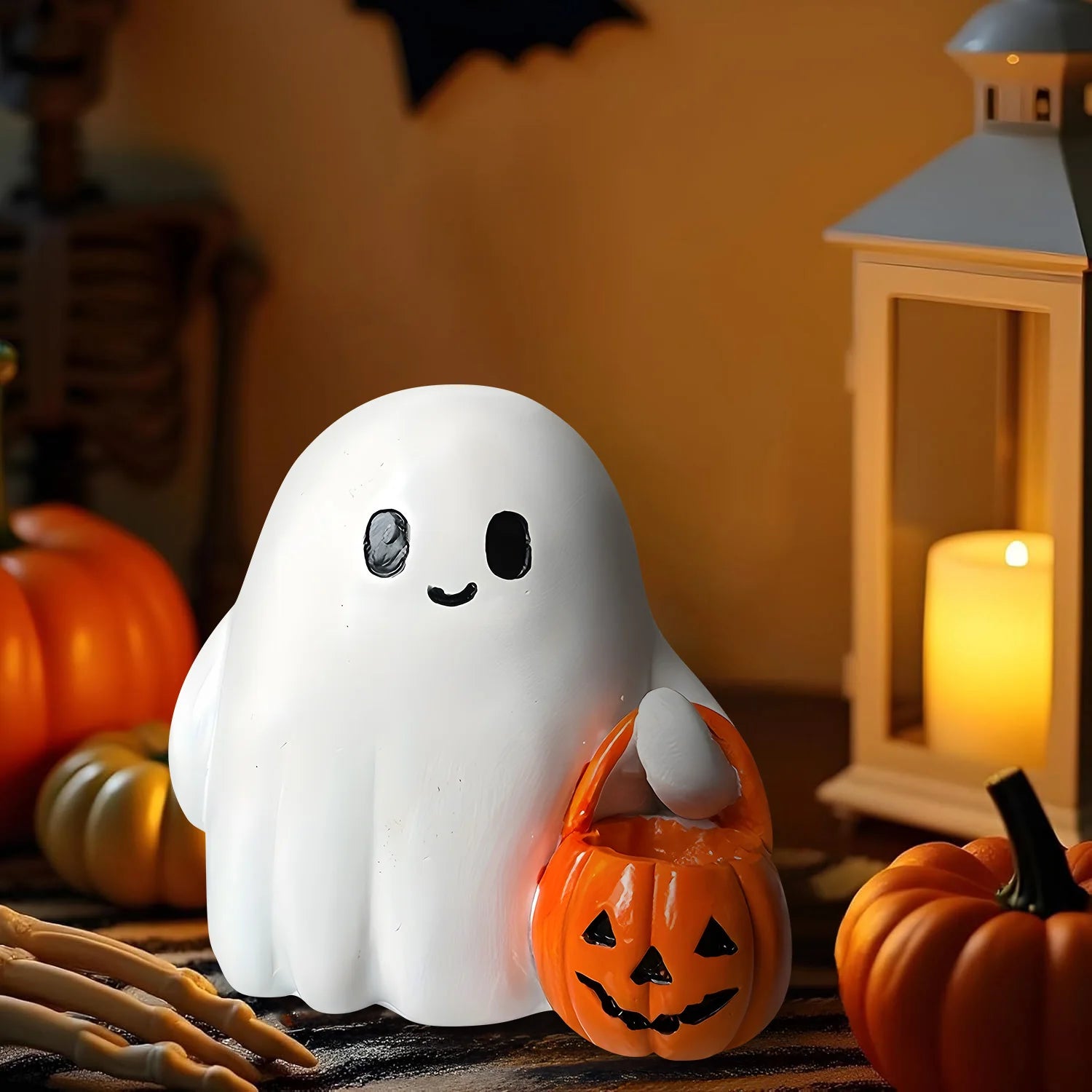 Halloween Resin Ghost Pumpkin Ornament Cute Desktop Decor Creative Home Craft