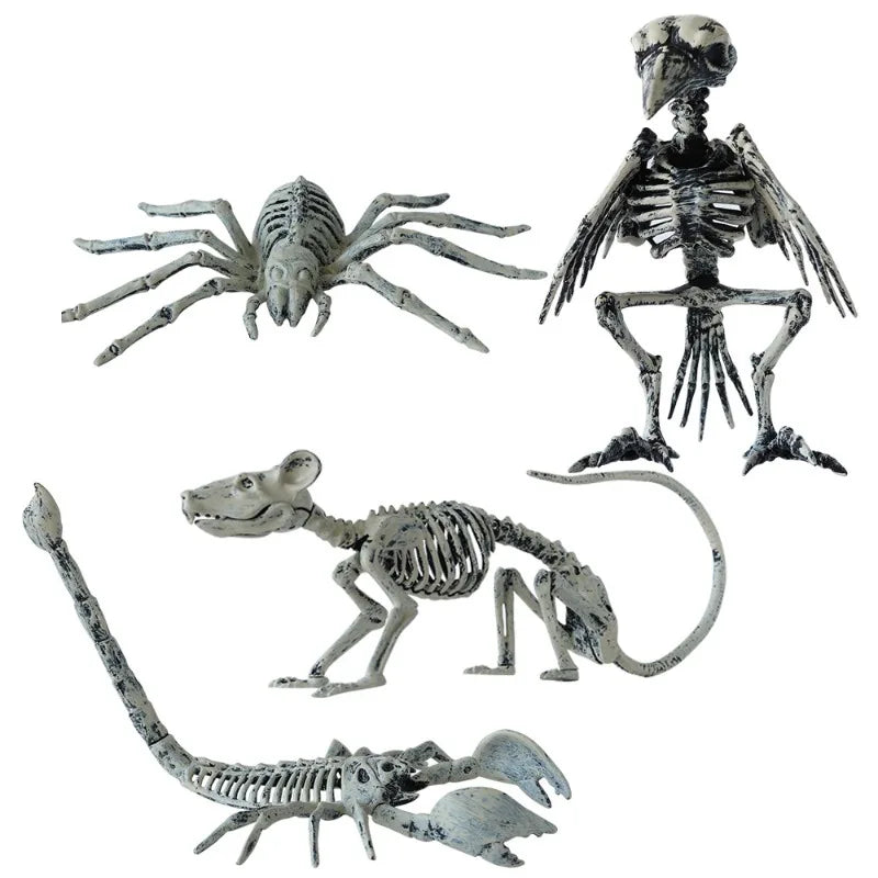 Halloween Animal Skeleton Decration Horror Mouse Skeleton Simulation Realistic Bones Scary Halloween Party Props