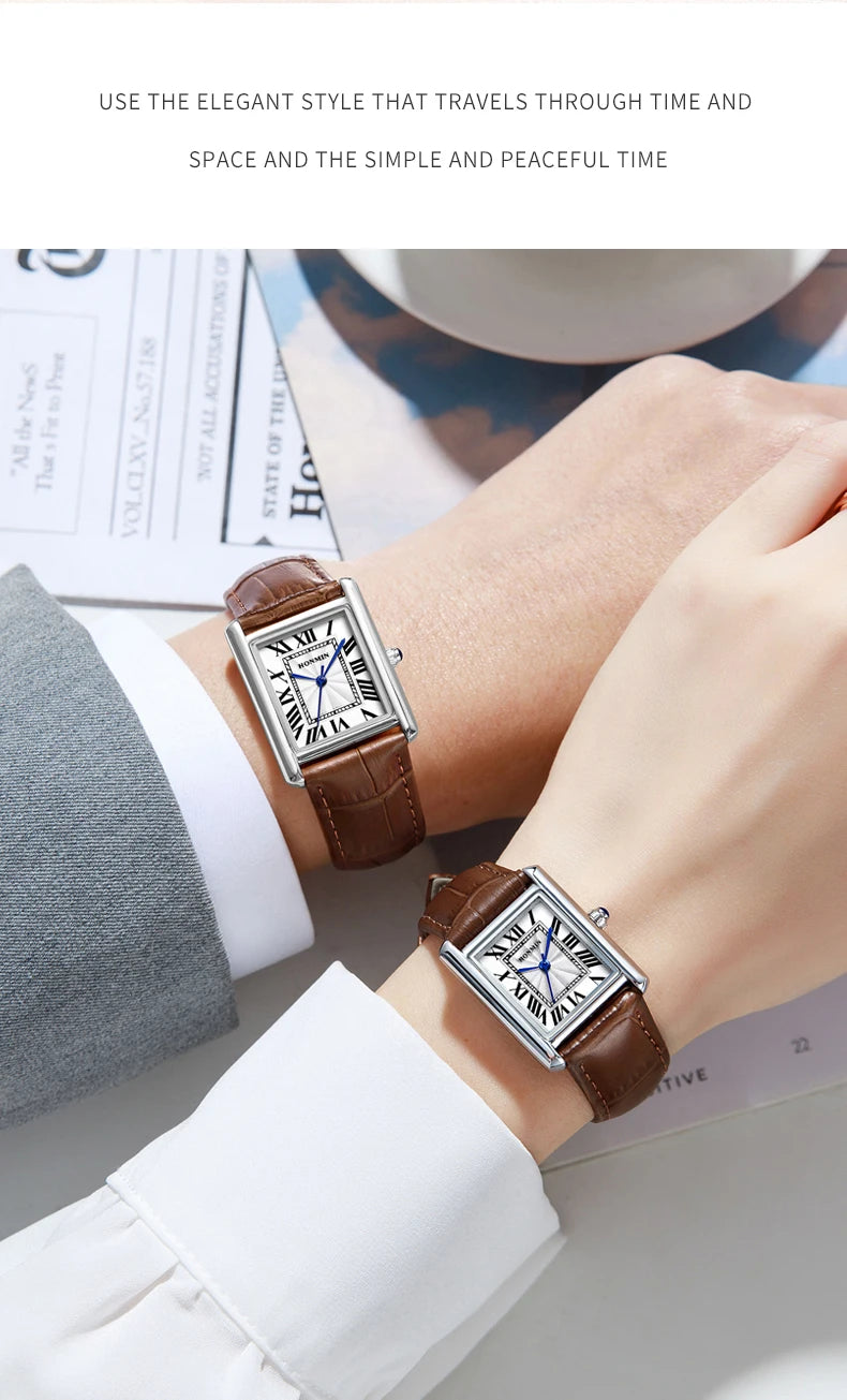 New Elegant Watches for Women and Men Fashion Leather Strap Waterproof Quartz Wristwatches Couple's Watches Gifts Drop Shipping