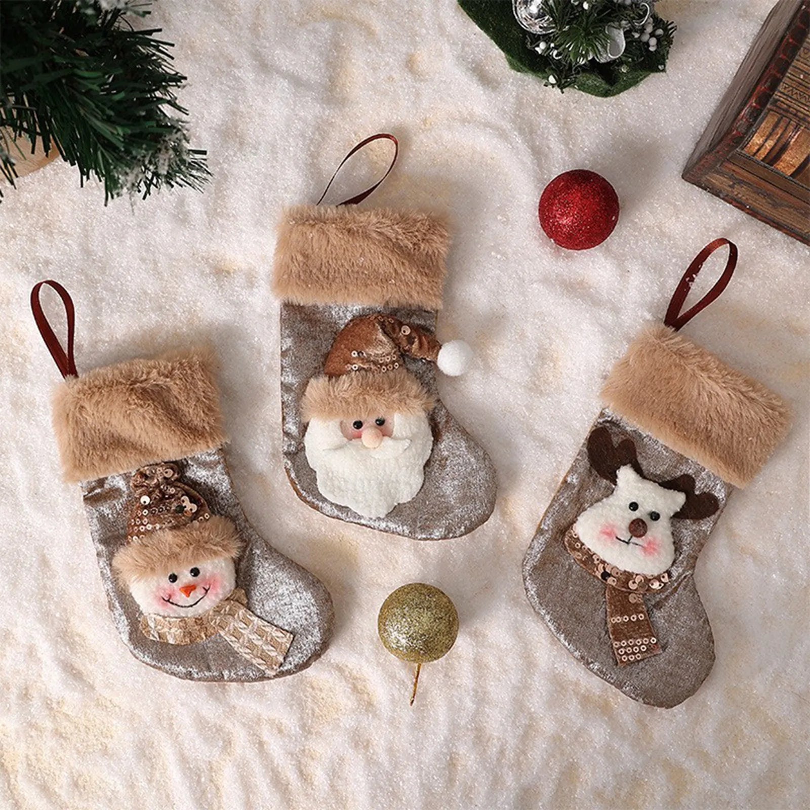 Christmas Stockings Holiday Decorations Festive Tree Ornaments Santa Claus Gift Bags Small Hanging Socks Cozy Seasonal Accents