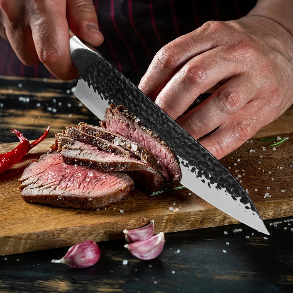 Kitchen Knife Set 1-6PCS Hand-forged high-carbon Steel Sharp Premium Japanese Knife Including Chef,Cleaver,Utility&Santoku Knife