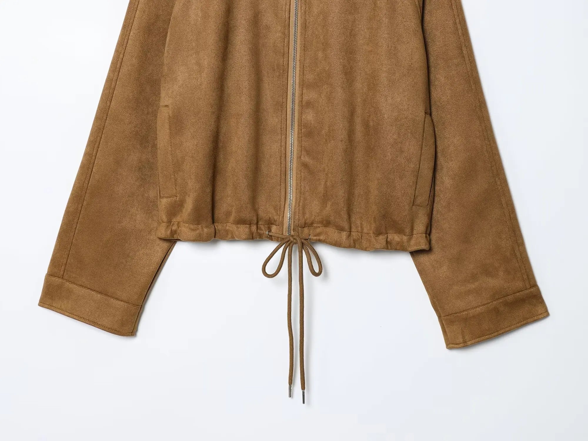 Women's Jacket New 2025 Long Sleeve Suede Drawstring Design Short Jacket Casual Fashion Personality Versatile Lapel Coat