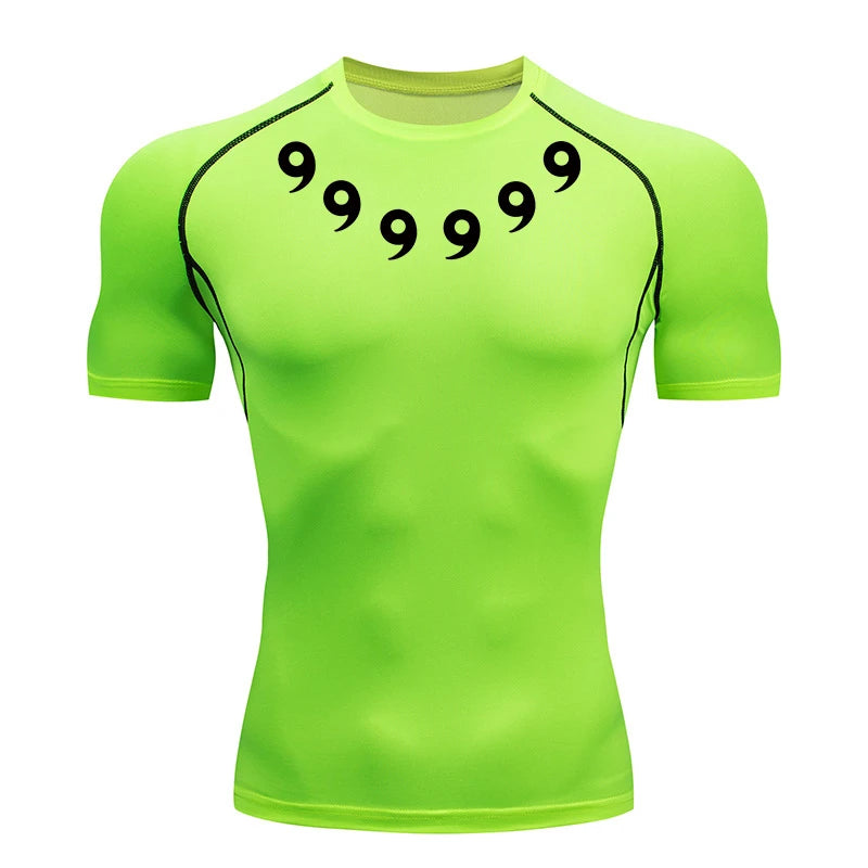 Print Compression Shirts for Men Gym Workout Athletic Quick Dry Tshirts Tops Training Running Baselayers Undershirts Rash Guard