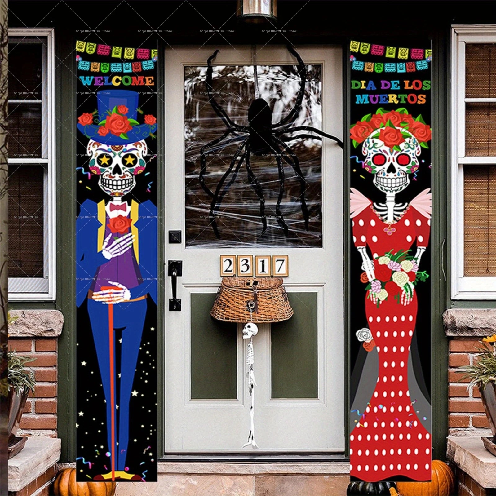 Halloween And Day Of The Dead Porch Banner Hanging Skull Home Room Festival Door Curtain Decoration Party Supplies