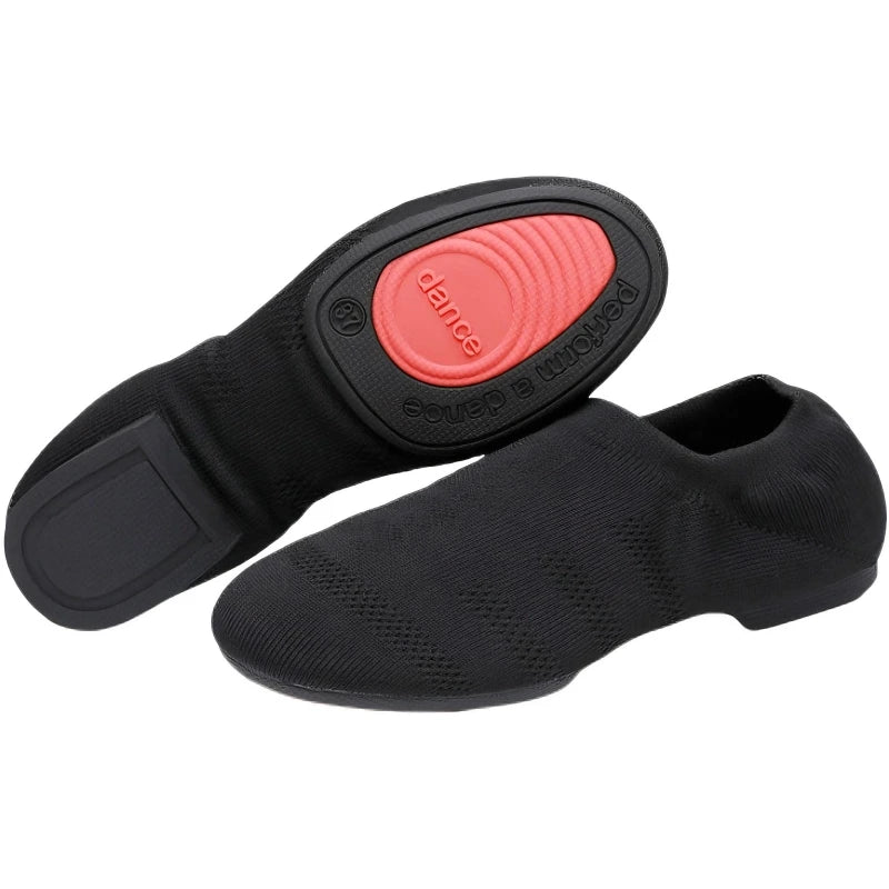 Women Dance Shoes Knitted Teacher Shoes Soft sole Low Heel Latin Training Shoes Ballet Dance Shoes Jazz Ballroom Sneakers Girls