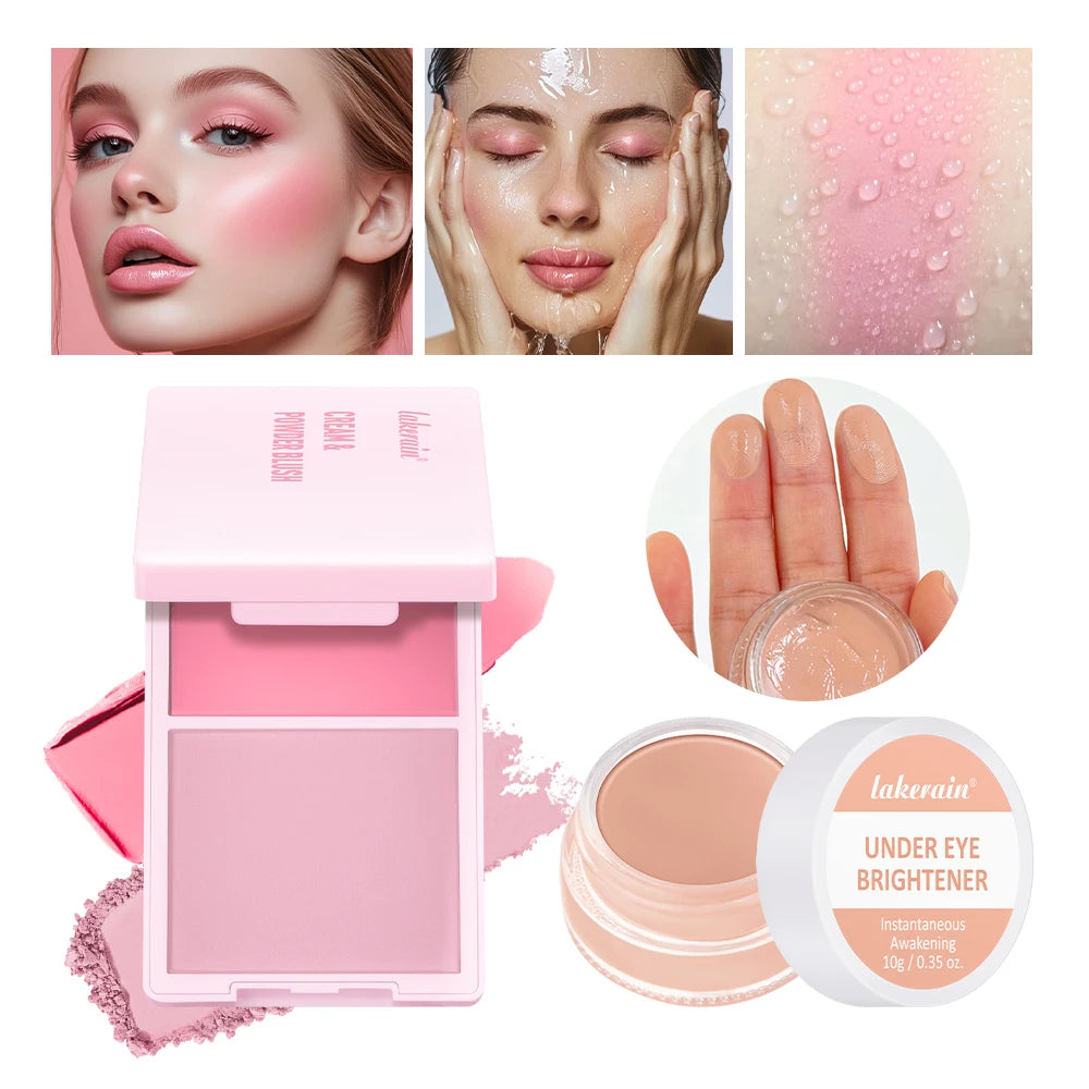 Makeup Set Matte Foundation Base Peel Off Lip Stain Brighten Eyes High Pigment Natural Cream Powder Blush Face Makeup Sets Gift