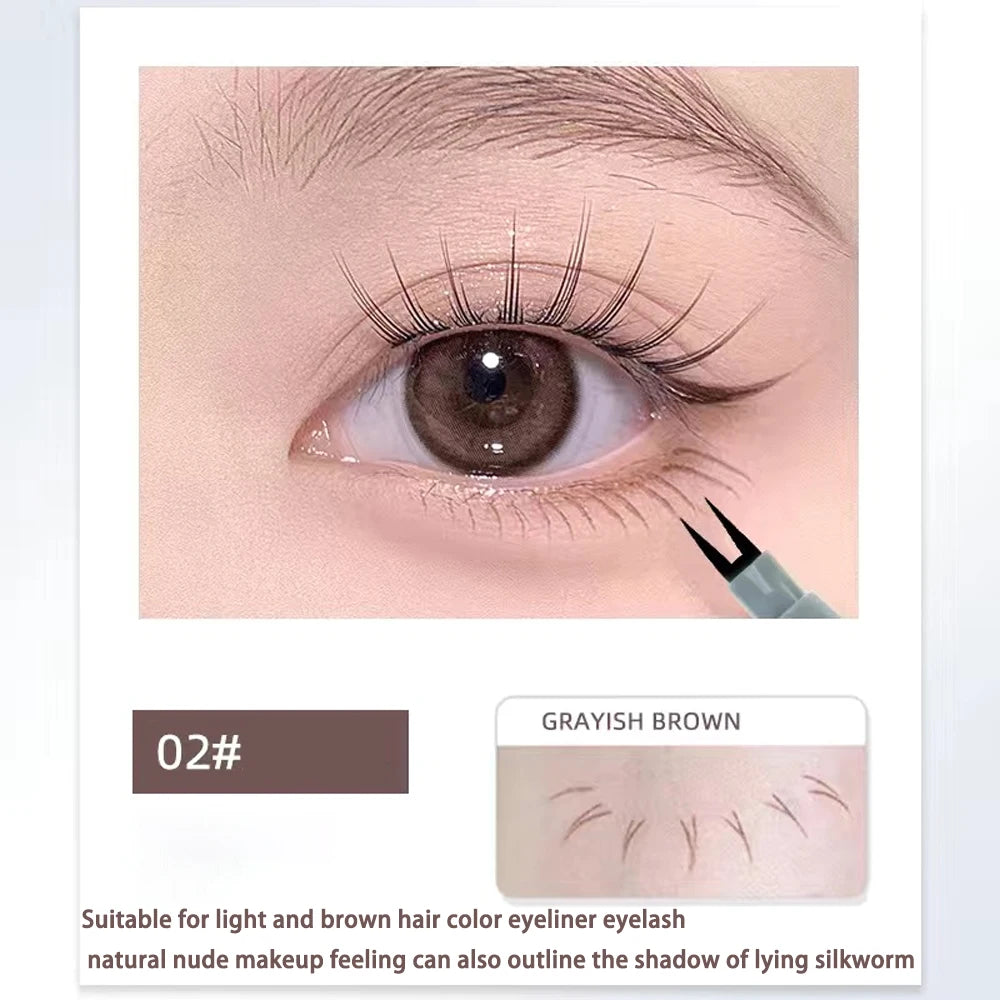 Double-claw eyeliner extremely thin two-claw lower eyelashes eyeliner liquid pen is waterproof, non-smudge and sweat-proof