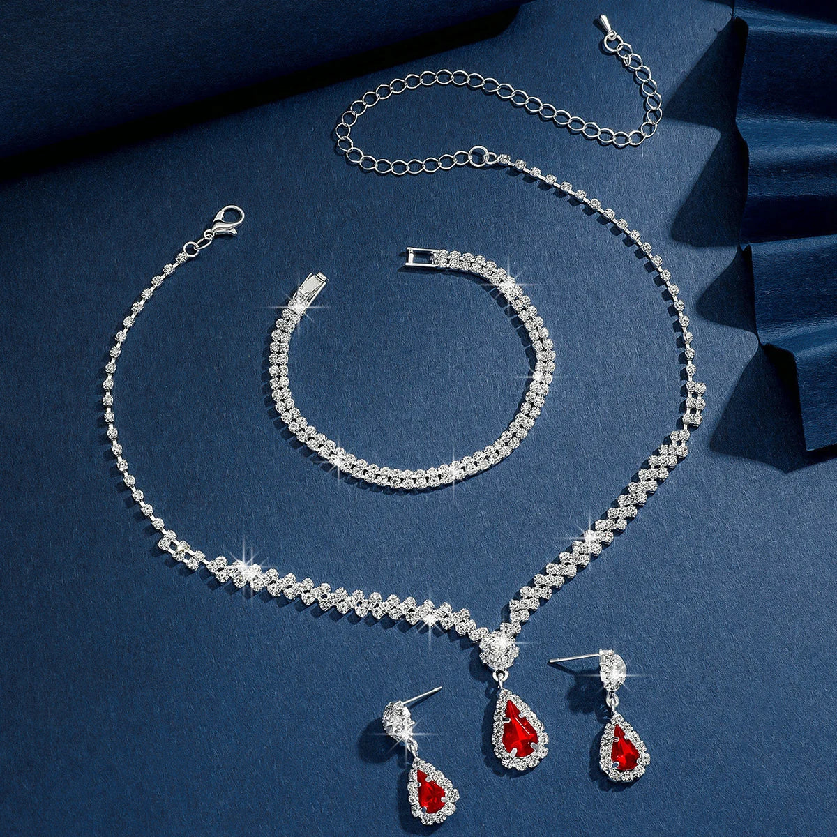 4 Pieces Of Women's Wedding Accessories, Earrings, Necklaces, Bracelets, Bridal Jewelry Sets, Banquet And Party Accessories-2910