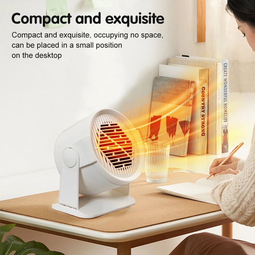 Mini Desktop Electric Heater for Home, Portable Heater for Office Desk, Compact Warm Air Fan for Cozy Feet and Home Use