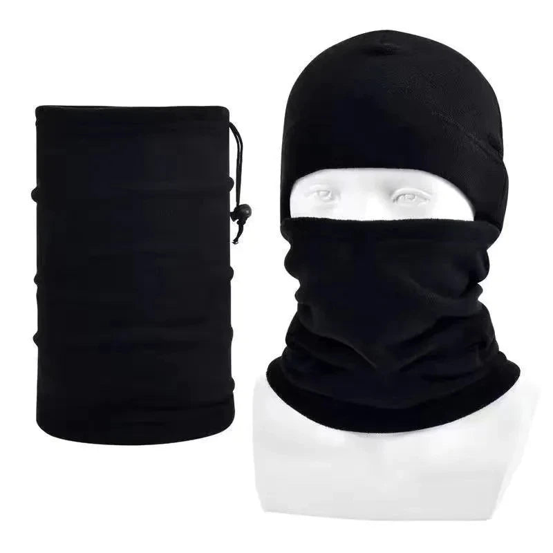 Winter Fleece Hat Scarf Set Thermal Head Cover Tactical Warm Balaclava Bonnet Face Ski Mask Hat Neck Warmer Sport Cycling
