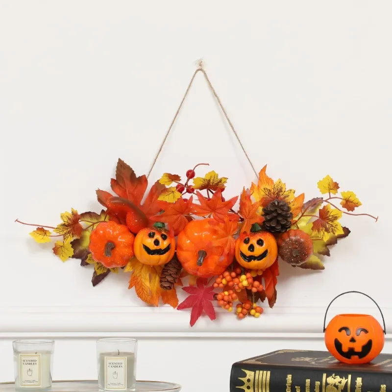 Halloween Decoration Maple Leaf Pumpkin Decorative Pendant Harvest Festival Wall Hanging Props Autumn Fall Decorations
