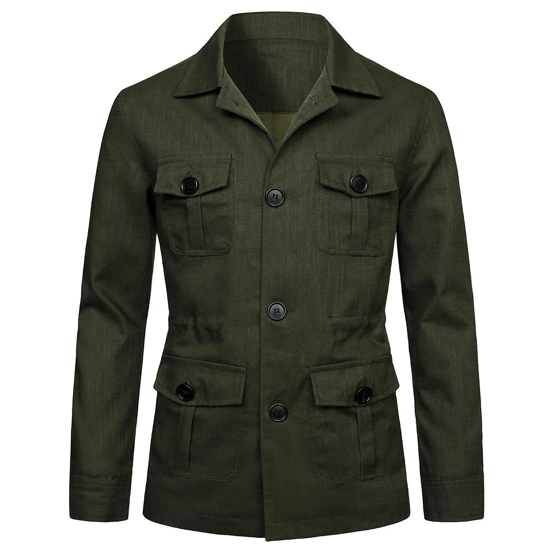 Mens Coats Safari Jacket Linen British Retro Gentry Suit Pockets Outerwear Fashion Solid Color Male Tops Ropa Hombre